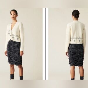 GANNI Rib Knit Embriodery Cardigan